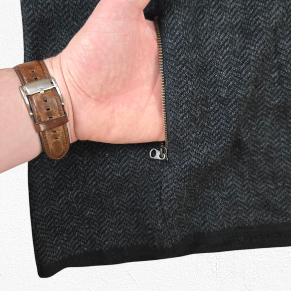 Tahari Gray Herringbone Asymmetrical Zip Wool Blend Moto Jacket Size Large - Picture 5 of 7